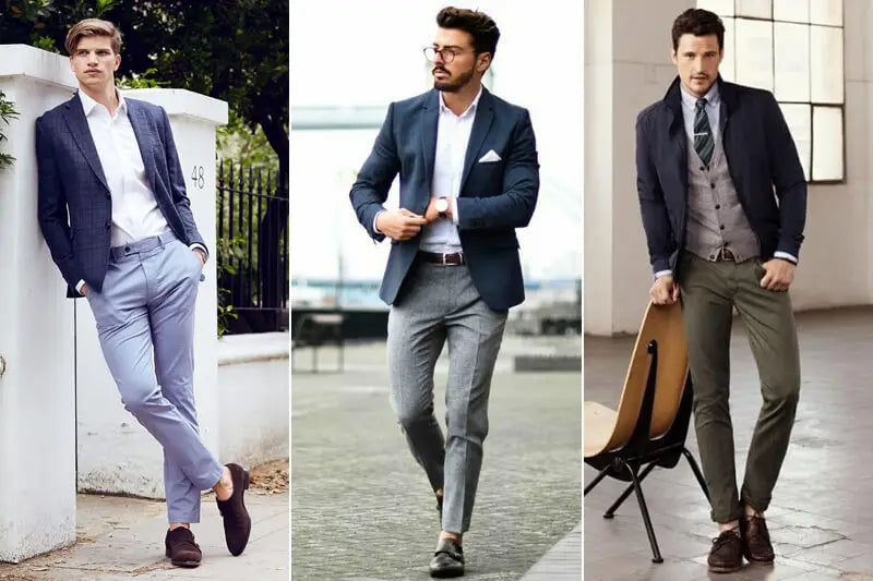 Navy Wool Blazer with Beige Linen Pants Outfits For Men (4 ideas & outfits)