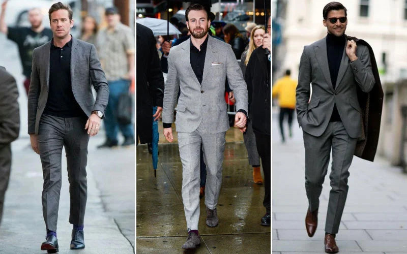Grey blazer outfit and combination ideas, men.  Grey blazer outfit, Black  pants men, Grey blazer combinations