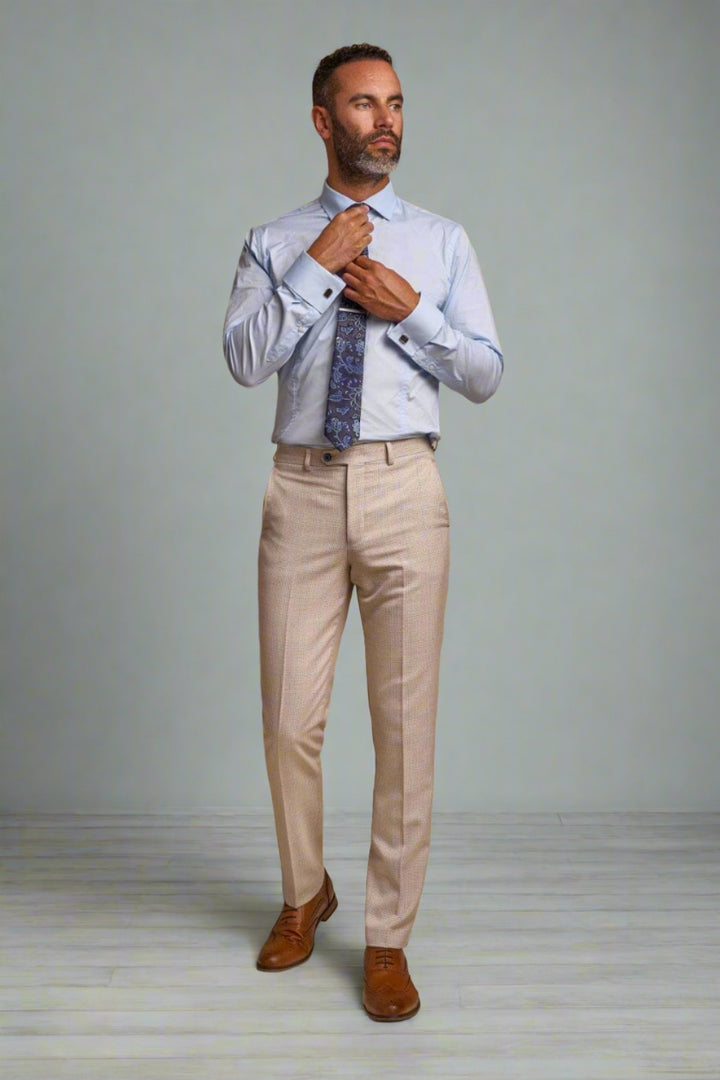 Cavani Caridi Men’s Beige Slim Fit Trouser - 28R Suit & Tailoring