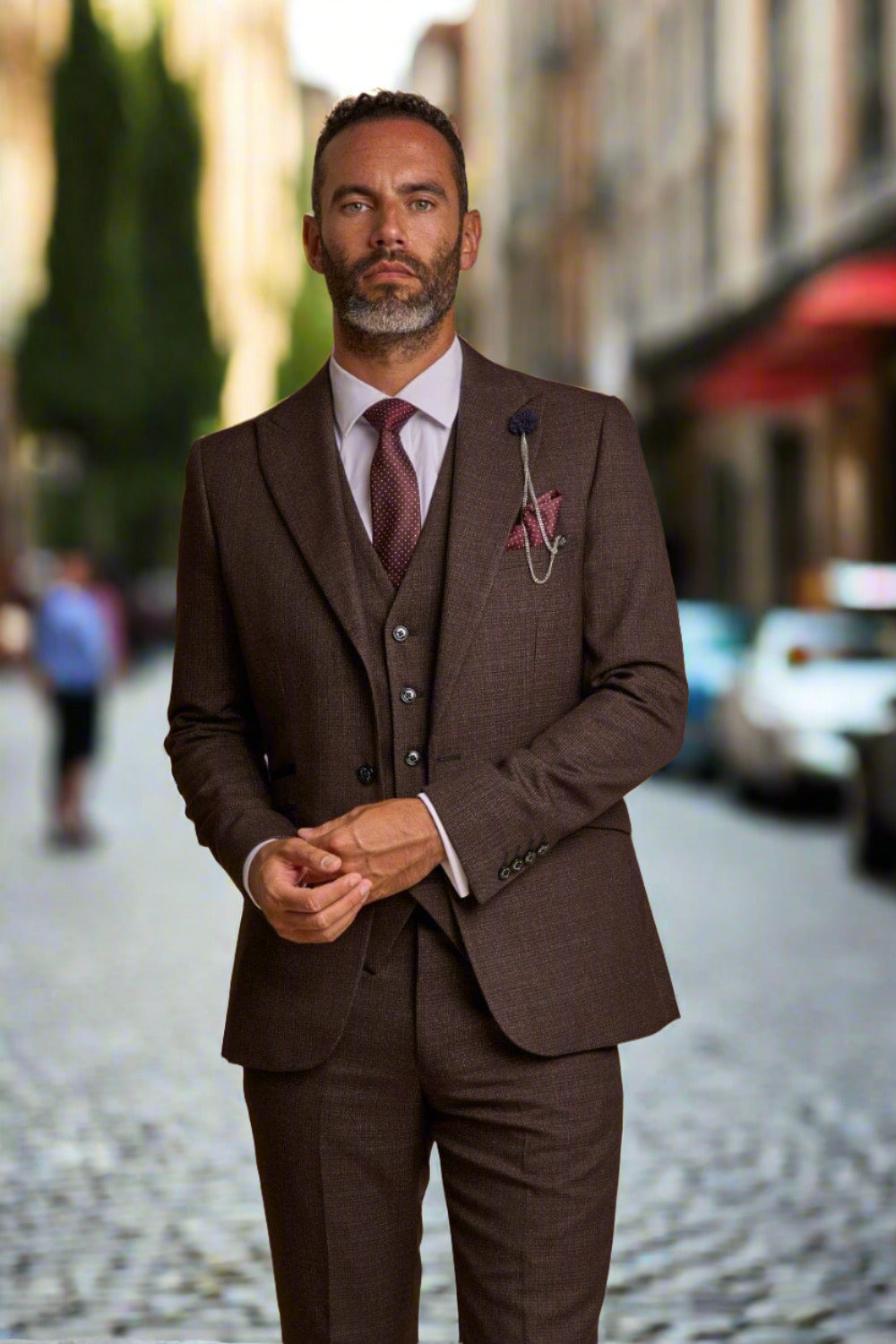 Cavani Caridi Men's Brown Slim Fit Tweed Check Blazer - MENSWEARR.COM Cavani Caridi Men's Brown Slim Fit Tweed Check Blazer - MENSWEARR.COM