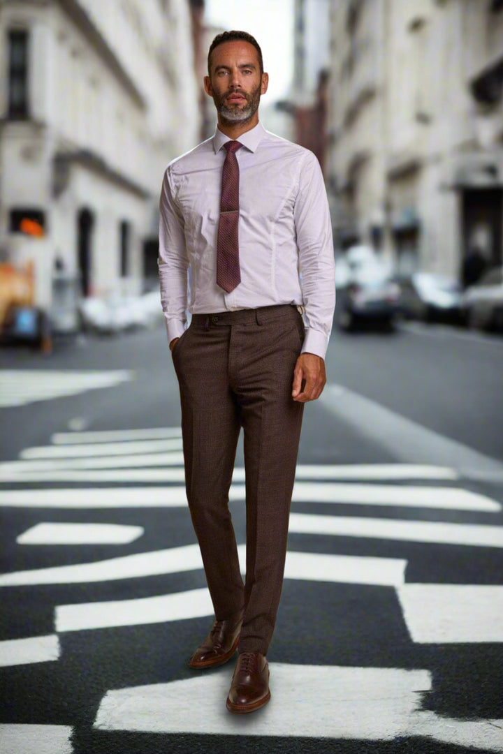 Cavani Caridi Men’s Brown Tweed Trousers - Suit & Tailoring