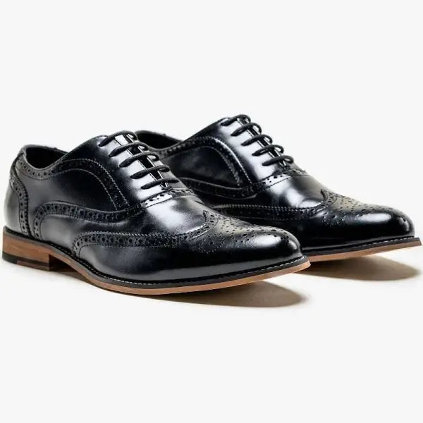 Cavani Leather And Tweed Brogues Cavani Cavani Oxford Black
