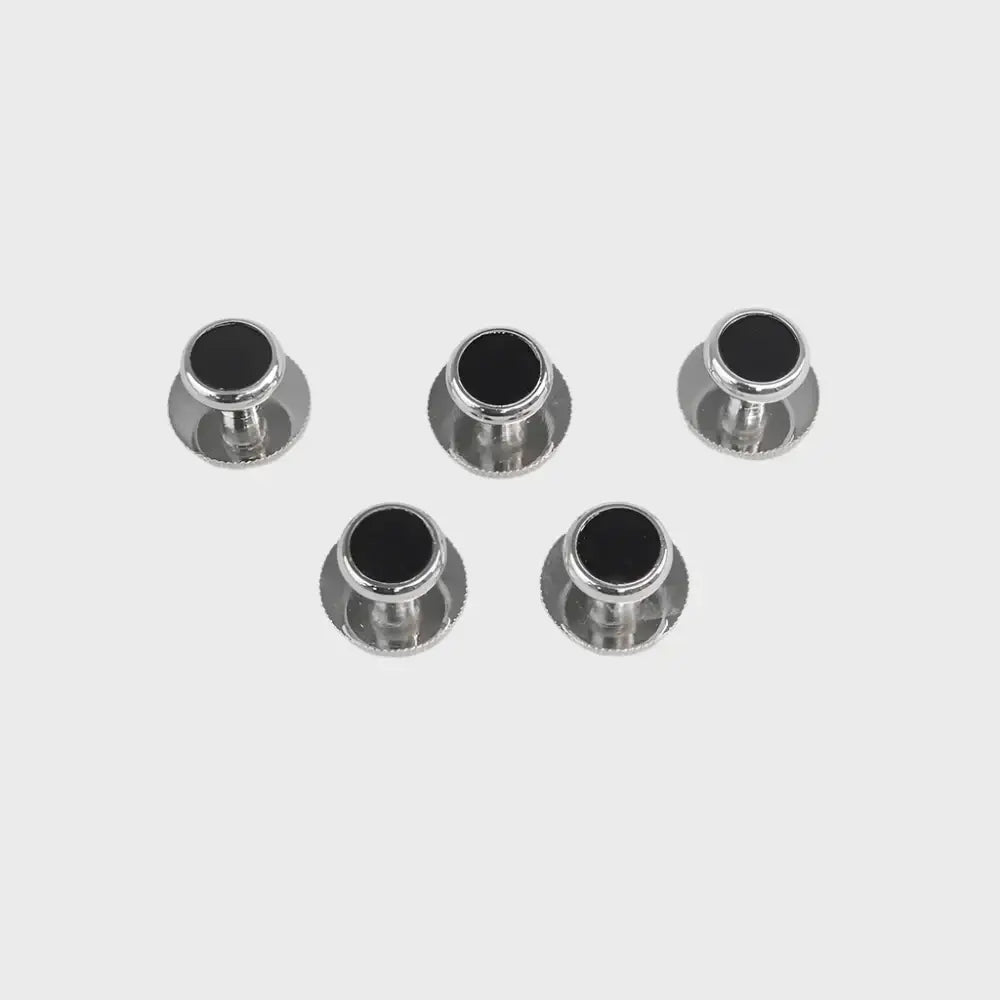 Sophos | Round Black Silver Finish Dress Studs Gift Set - MENSWEARR