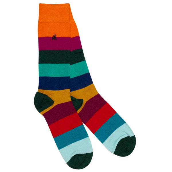 Block Stripe Bamboo Socks (Comfort Cuff) - UK 7-11 (US 8-12 / EU 40-47) - Socks