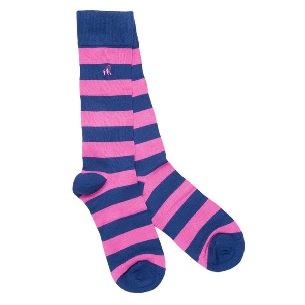 Rich Pink Striped Bamboo Socks - UK 4-7 (US 5-7.5 / EU 37-40) - Socks