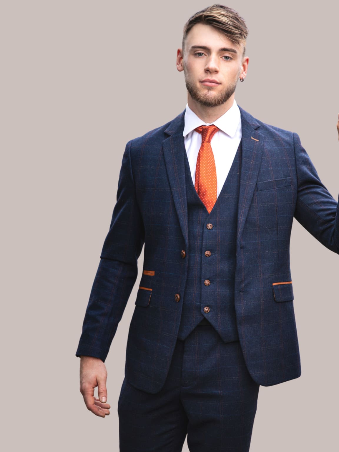 Barucci Barucci Bruno Men's Navy Slim Fit Tweed Piece Suit