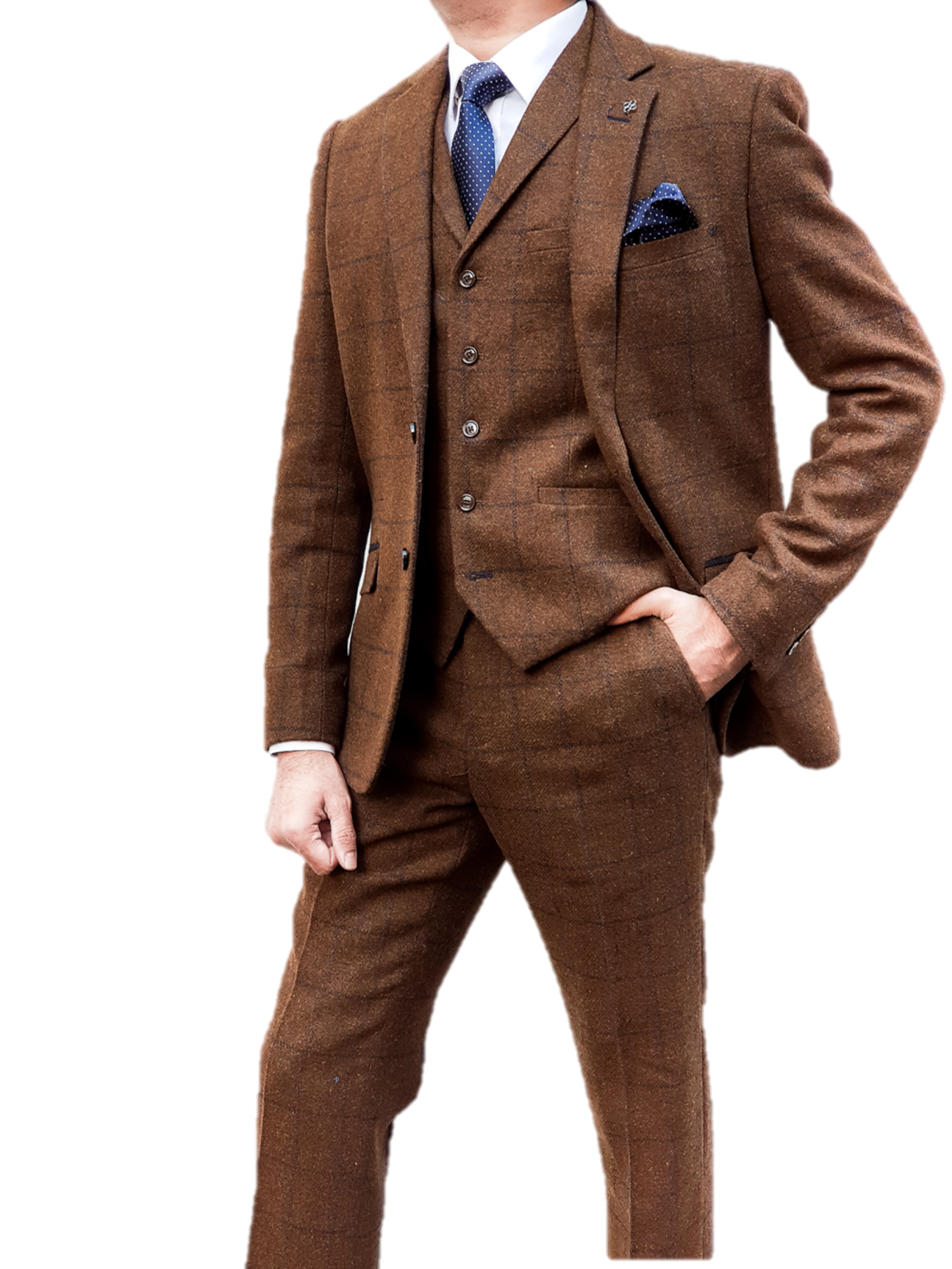 Cavani Albert Mens Brown Tweed Style Waistcoat