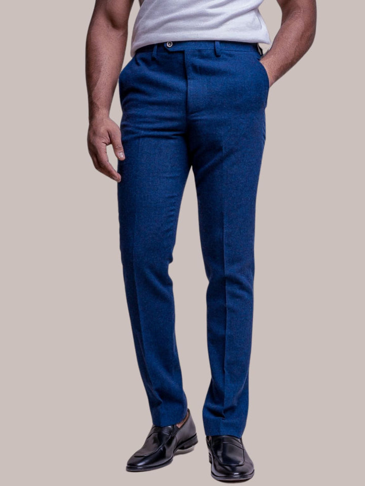 Cavani Orsan Men’s Blue 3 Piece Tweed Suit - Suits
