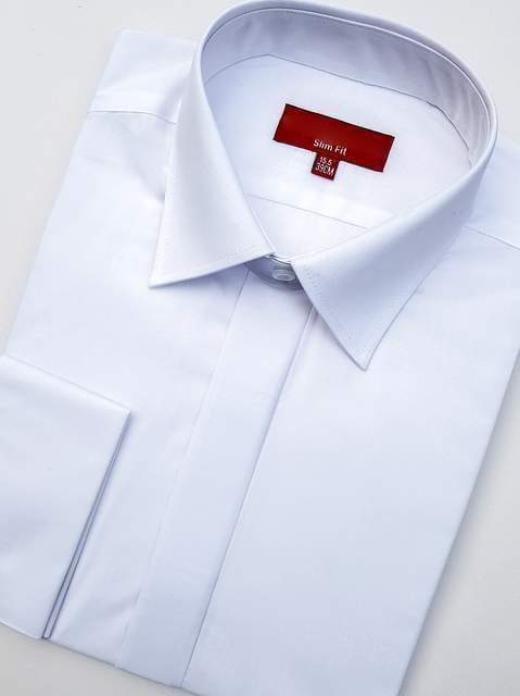 Men's White Double Cuff Classic Collar Wedding Shirt no - MENSWEARR.COM 19" Men's White Double Cuff Classic Collar Wedding Shirt no - MENSWEARR.COM 19"