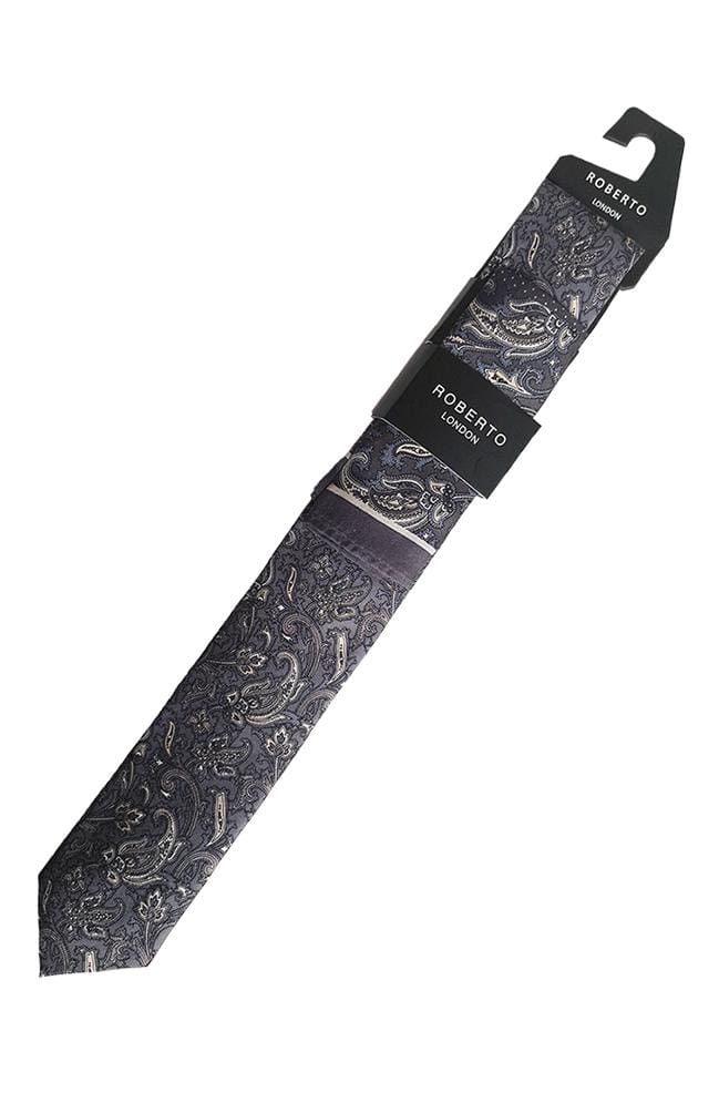 L A Smith Red Purple Paisley Silk Bow Tie And Hank Set
