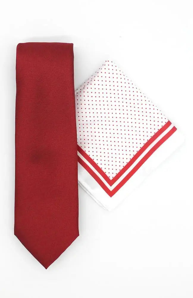 L A Smith Burgundy Spot Tie And Hank Set 1 main image 0