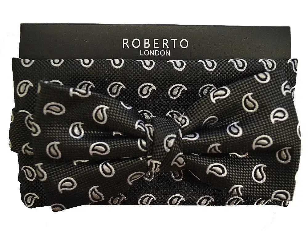 LA Smith | L A Smith Black Slim Silk Bow Tie And Hank Set - MENSWEARR ...