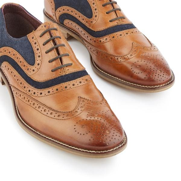 London Brogues Shelby Oxford Tan Navy Shoes