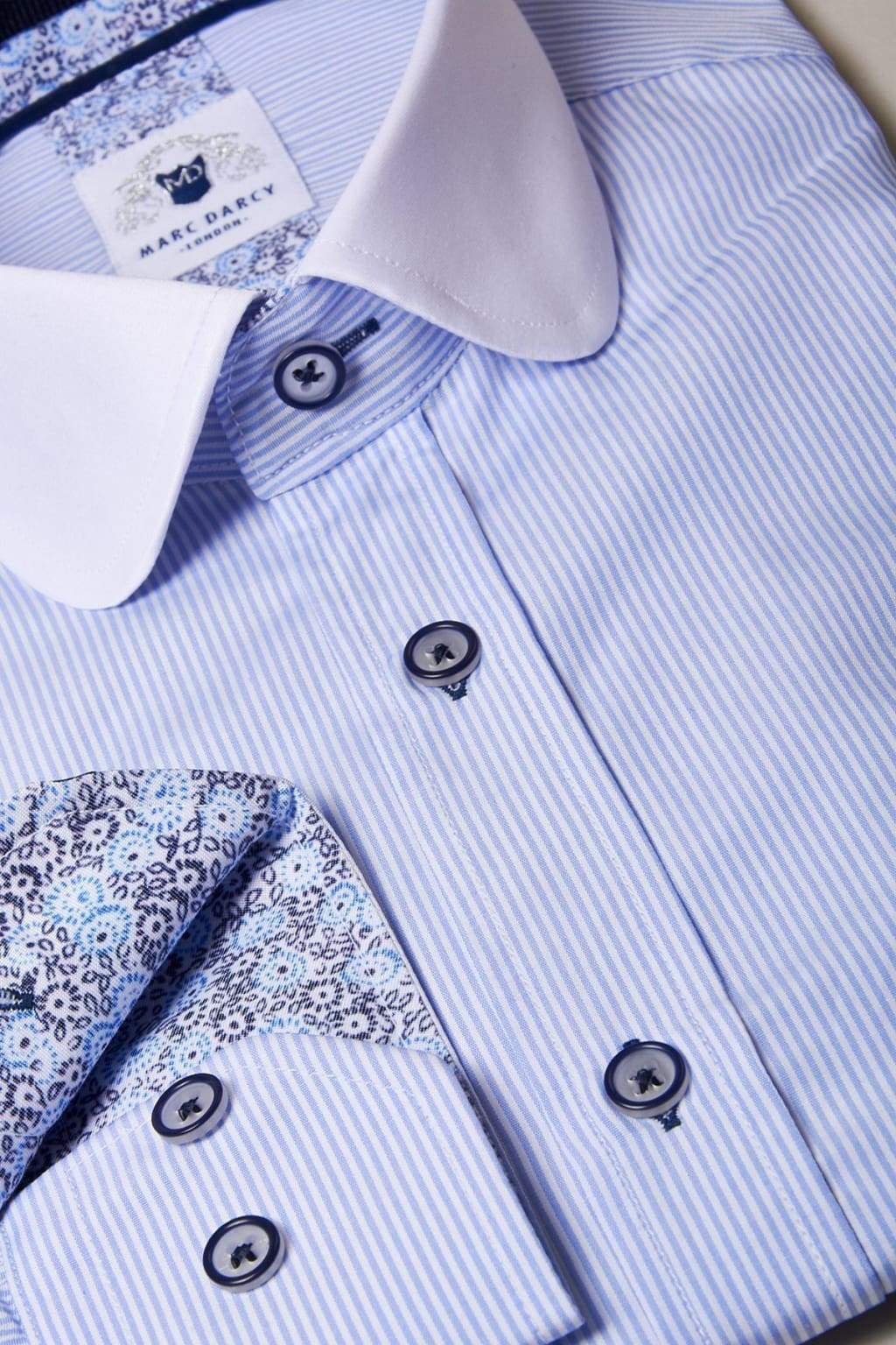 Marc Darcy Shelby Sky Blue Stripe Penny Collar Shirt