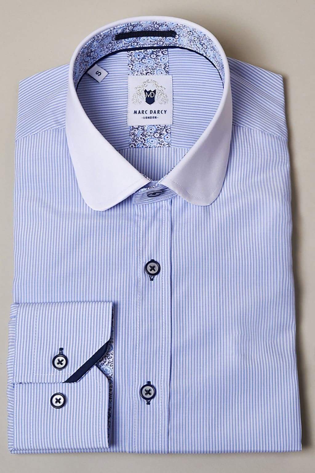 Marc Darcy Shelby Navy Blue Stripe Penny Collar Shirt main image 0