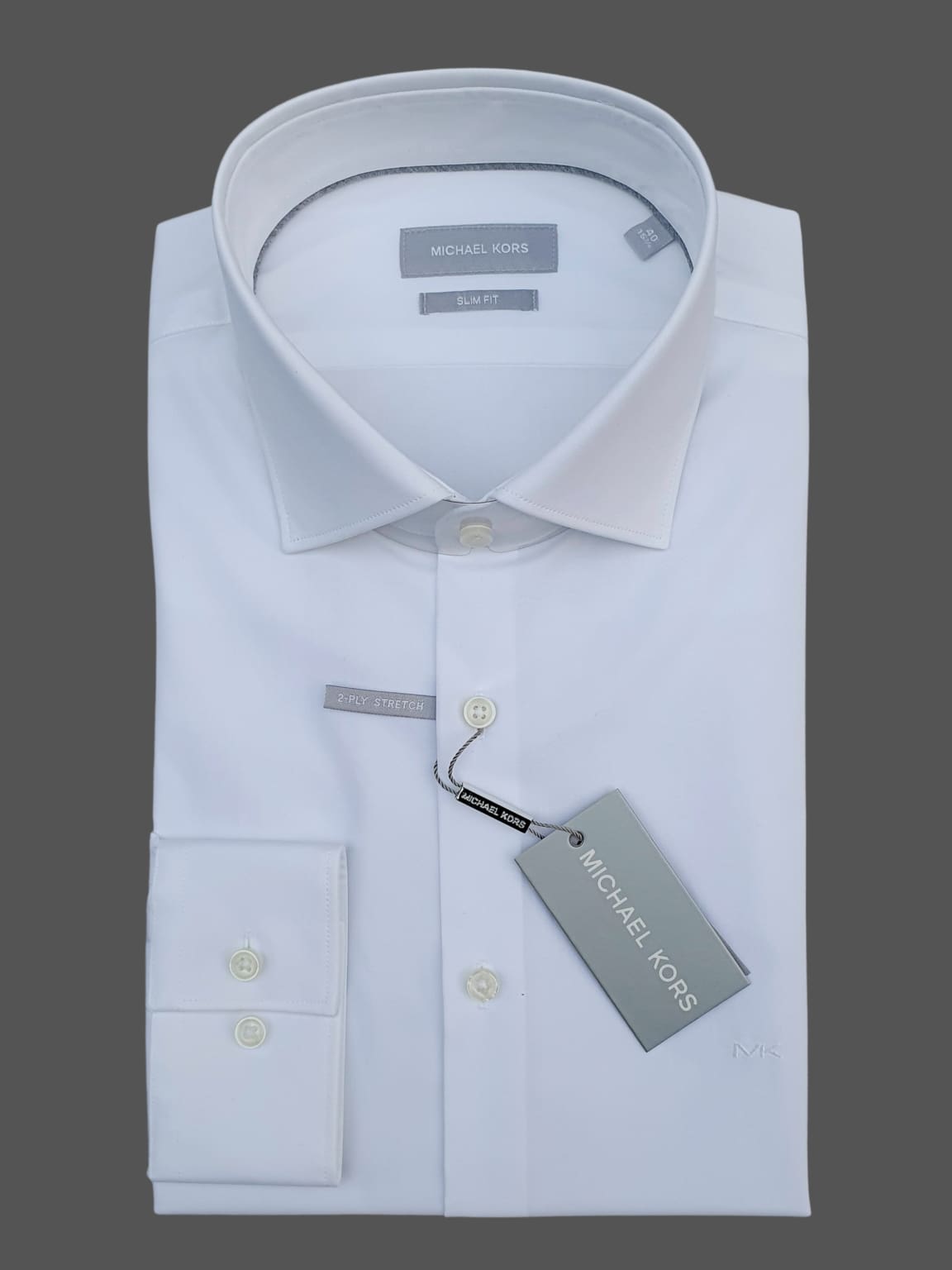 Michael Kors White Premium Poplin Stretch Slim Fit Shirt