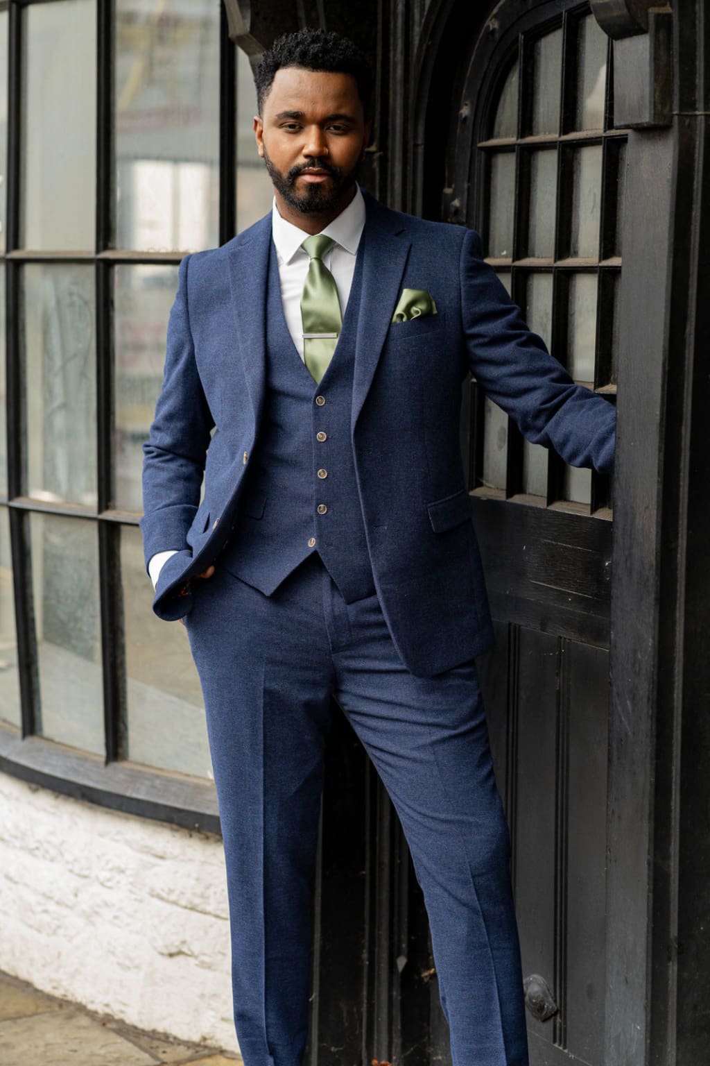 Skopes Skopes Jude Navy Blue Herringbone Tweed Piece Suit