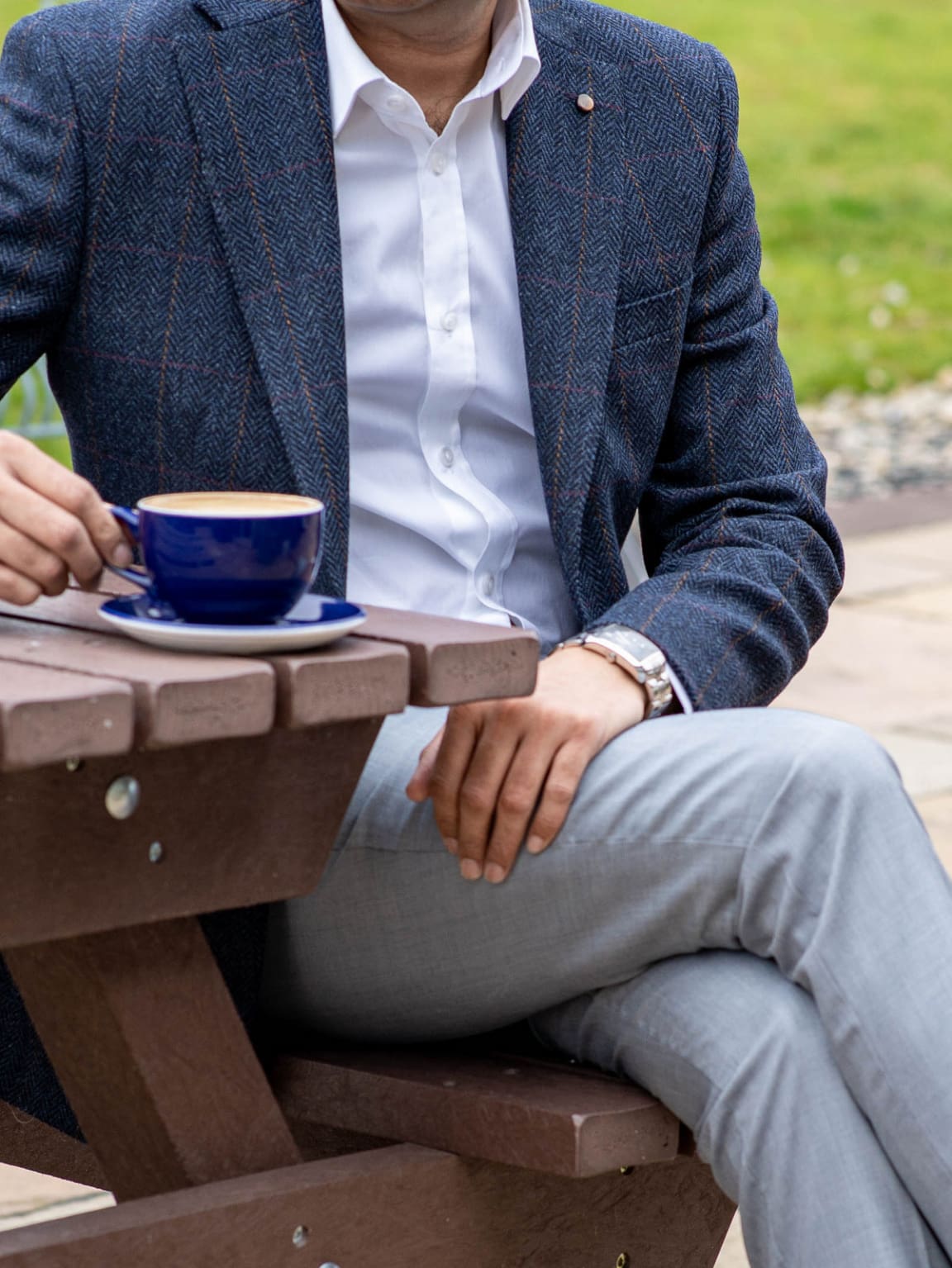 Torre Alex Premium Pure Wool Men's Blue Tweed Blazer