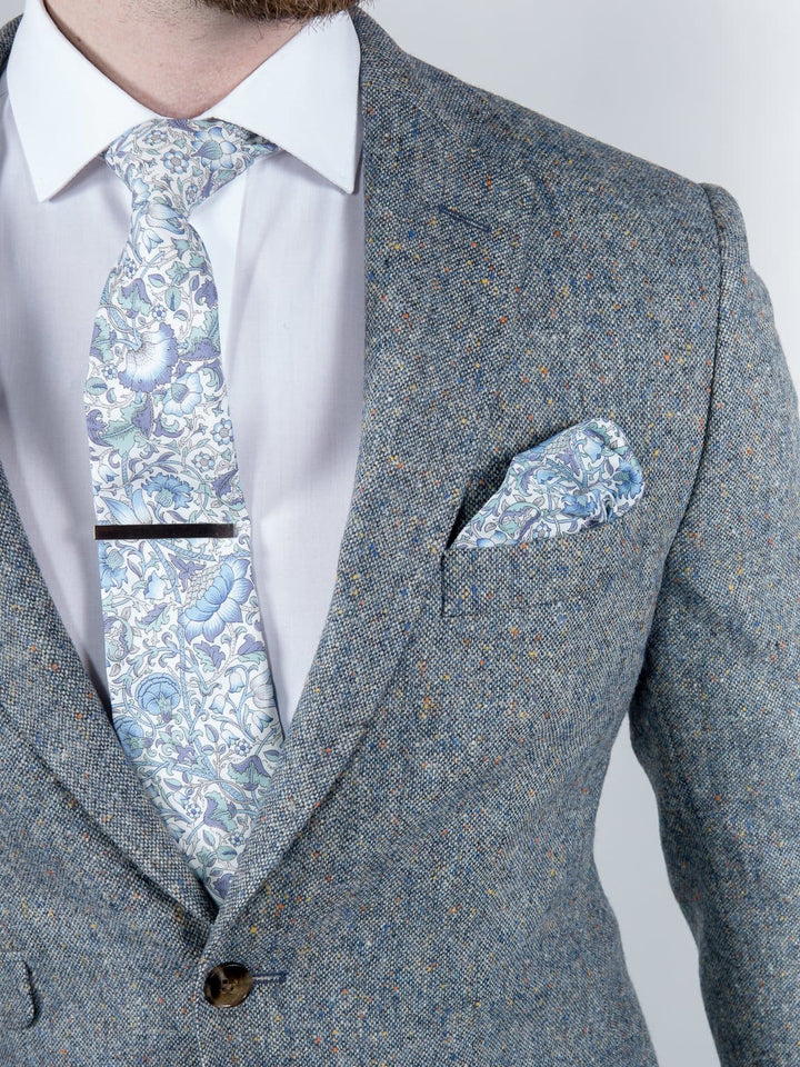 Ice Blue 100% Donegal Wool Tweed Blazer - Suit & Tailoring