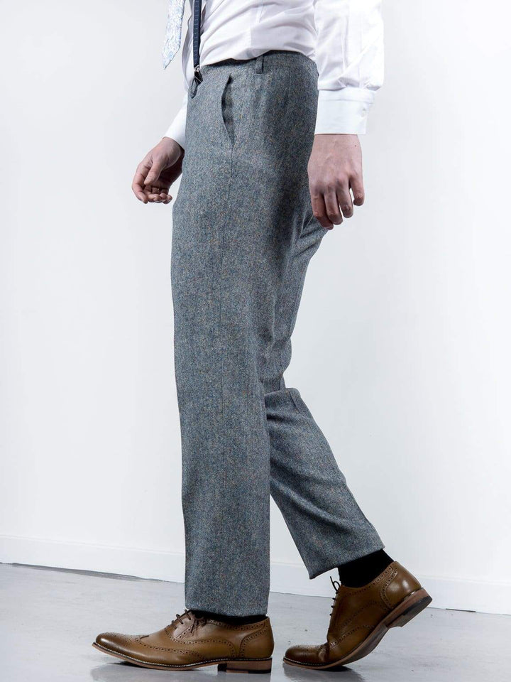 Torre Mens blue Donegal Tweed Trousers - Suit & Tailoring