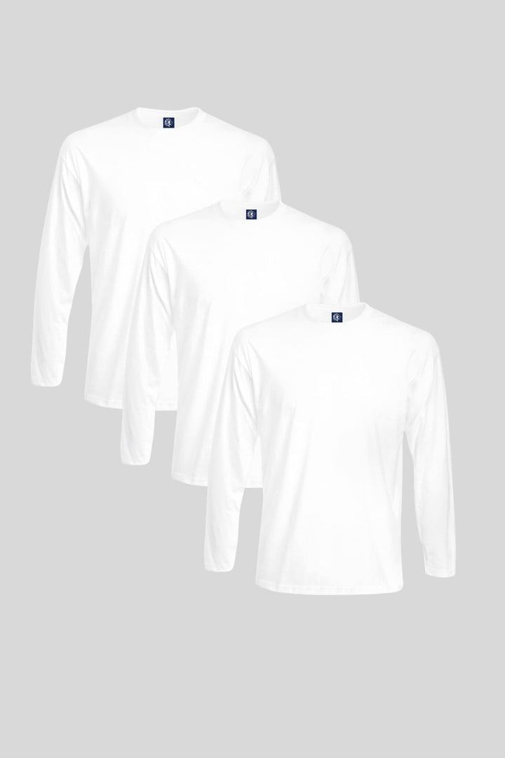 Barucci Blase White Premium Cotton Long Sleeve T-Shirt 3-Pack - T-Shirt