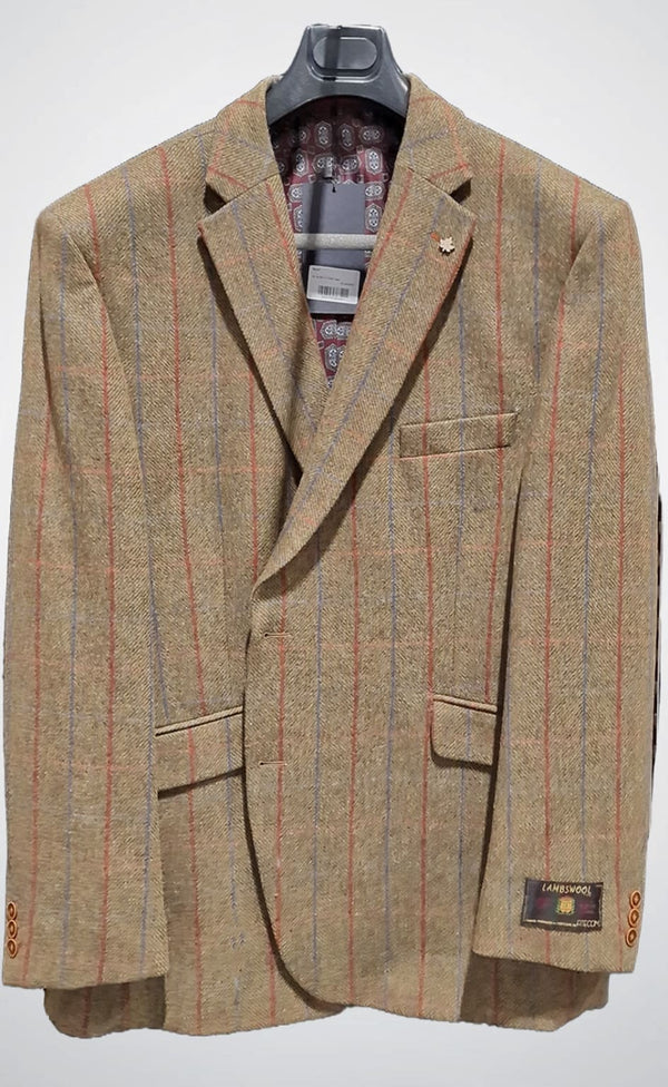 Barucci Frost Men’s Vintage Brown Pure Wool Tweed Blazer - Coats & Jackets