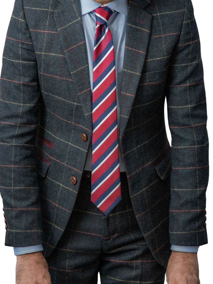 Barucci Leo Men’s Navy Slim Fit Tweed Blazer - Coats & Jackets