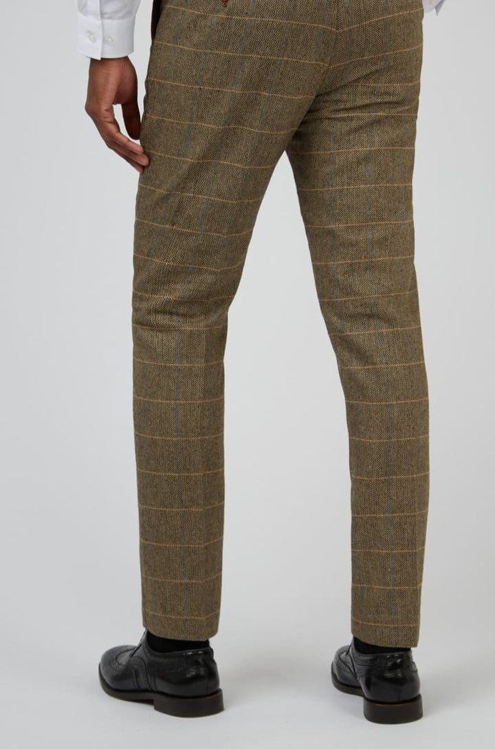 Barucci Louis Men’s Tan Slim Fit Tweed 3 Piece Suit - Suits