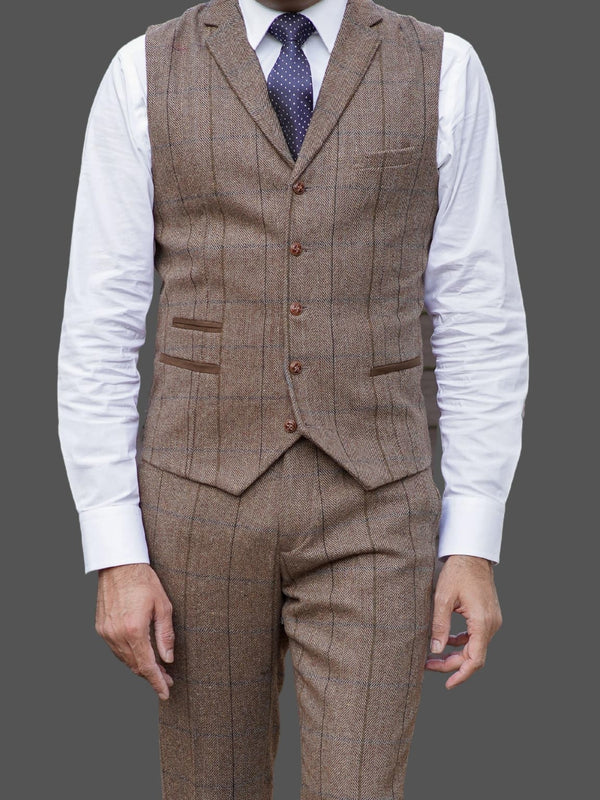 Barucci Marcus Men’s Vintage Brown Tweed Waistcoat - 36R - Vests
