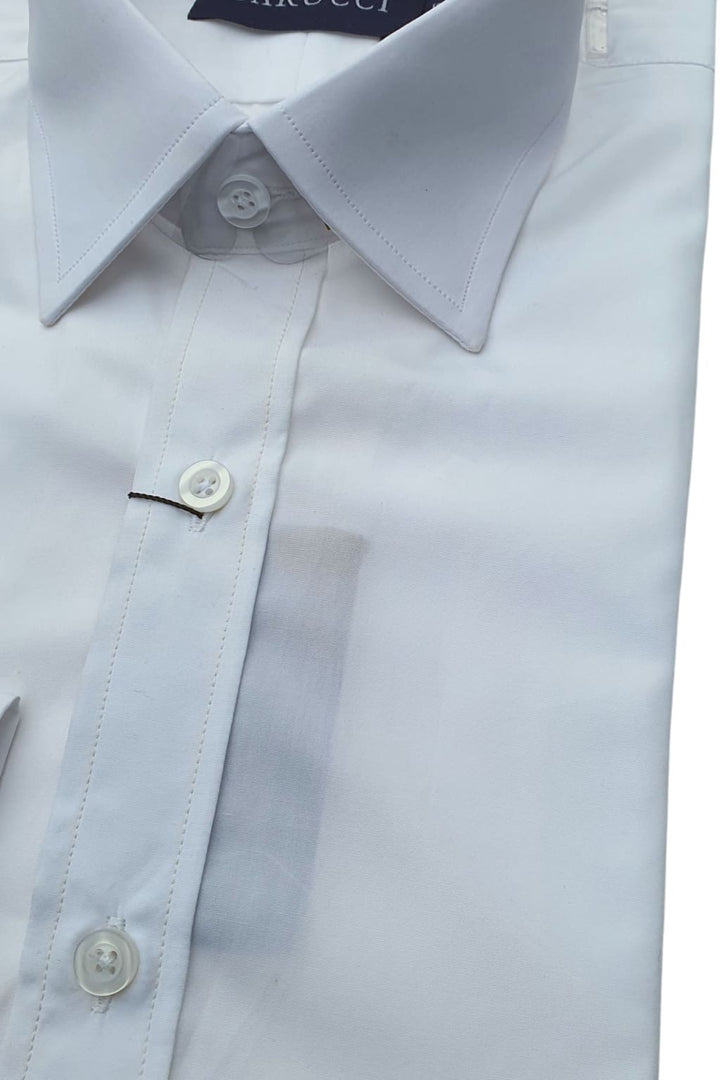 Barucci Men’s White Single Cuff Slim Fit Cotton Shirt - Shirts