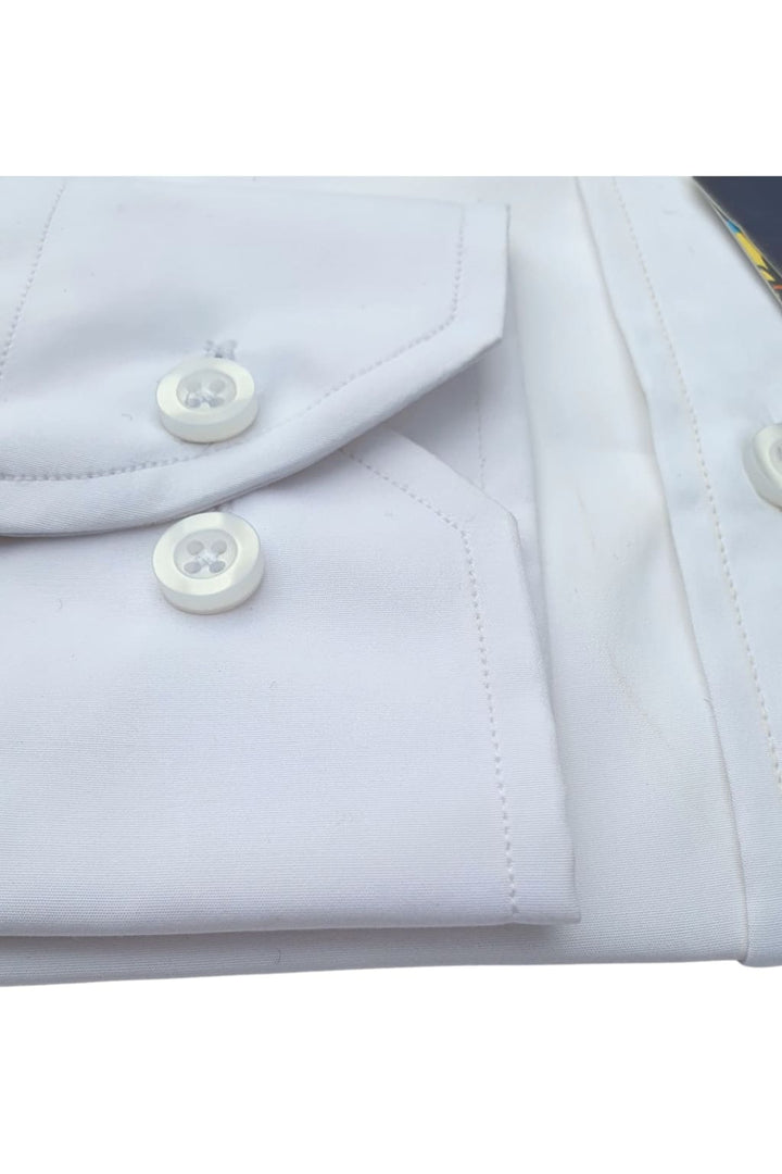 Barucci Men’s White Single Cuff Slim Fit Cotton Shirt - Shirts