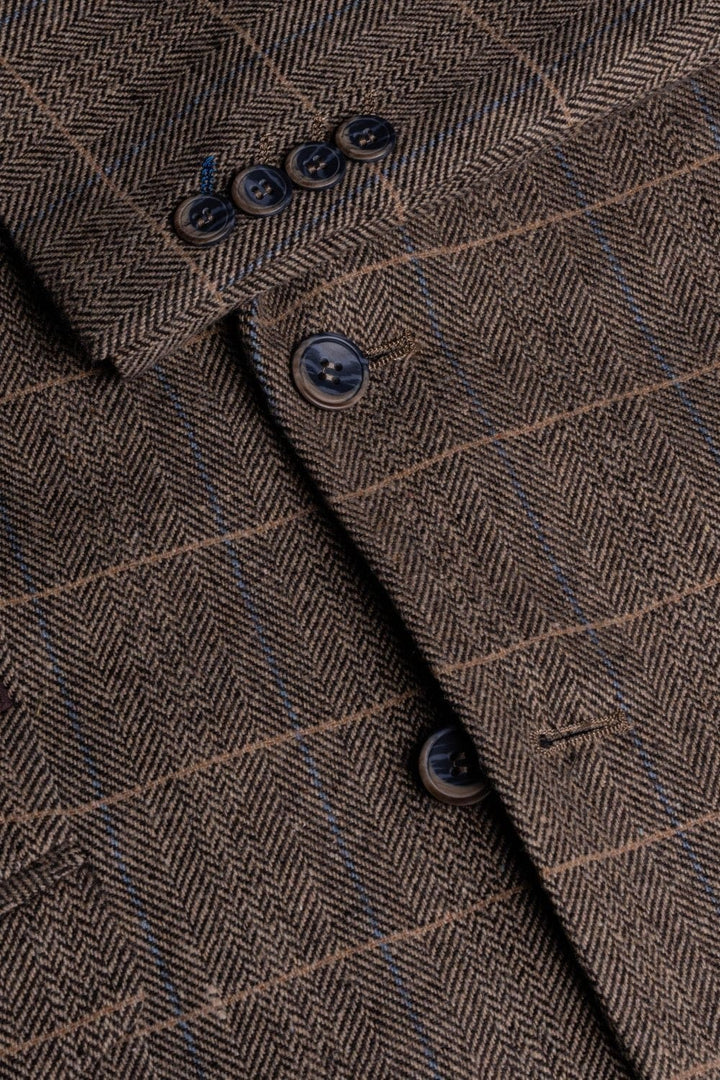 Cavani Albert Men’s Brown Sim Fit Tweed Style Jacket - Jackets
