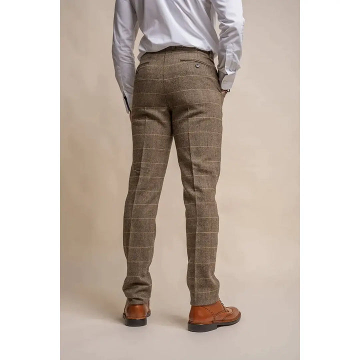 Cavani Cavani Albert Men's Brown Tweed Check Trousers MENSWEARR