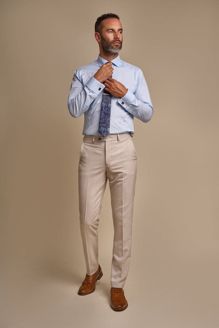 Cavani Caridi Men’s Beige Slim Fit Trouser - 28R Suit & Tailoring