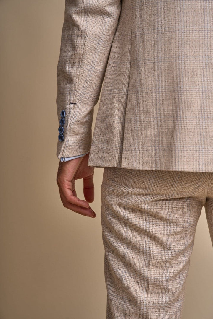 Cavani Caridi Men’s Beige Slim Fit Tweed Check Blazer - Jackets