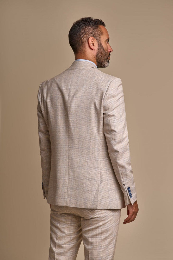 Cavani Caridi Men’s Beige Slim Fit Tweed Check Blazer - Jackets