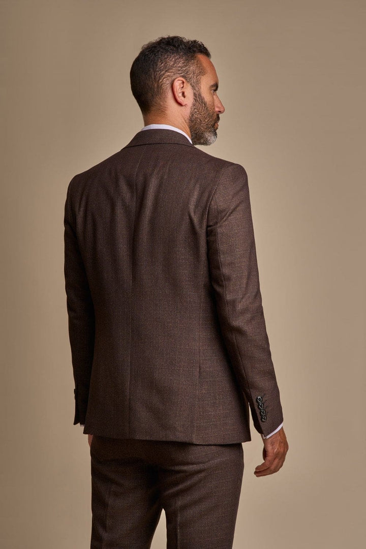 Cavani Caridi Men’s Brown Slim Fit Tweed Check Blazer - Jackets