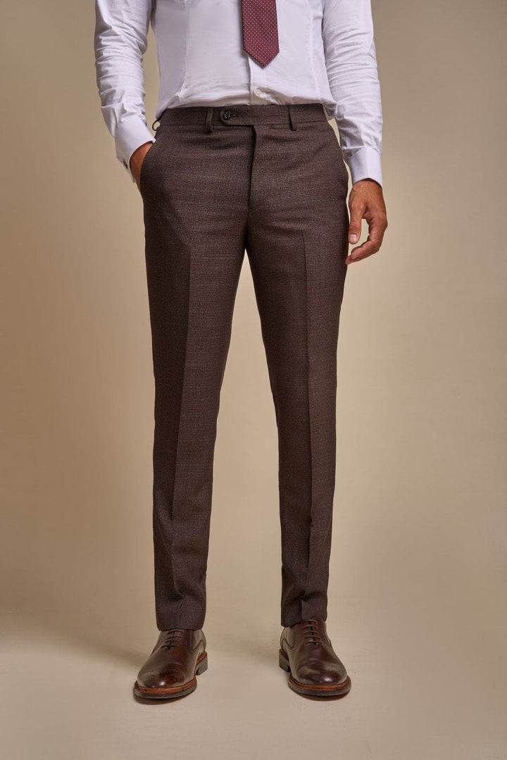 Cavani Caridi Men’s Brown Tweed Trousers - 28R Suit & Tailoring
