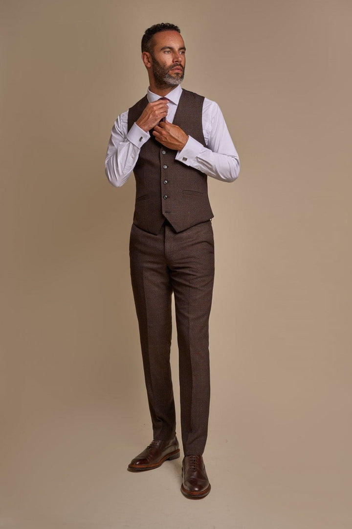 Cavani Caridi Men’s Brown Tweed Waistcoat - Suit & Tailoring
