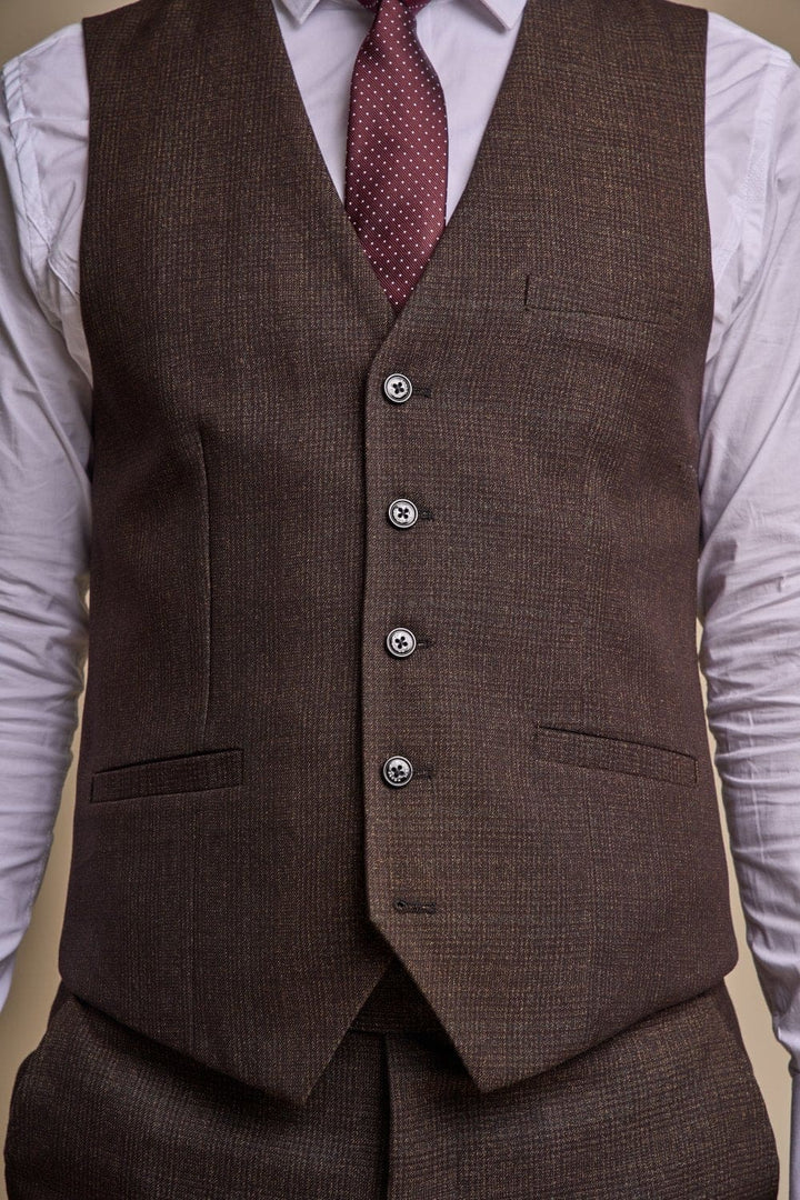 Cavani Caridi Men’s Brown Tweed Waistcoat - Suit & Tailoring