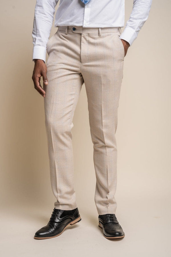 Cavani Caridi Men’s Cream Caridi Trousers - 28R - Trousers