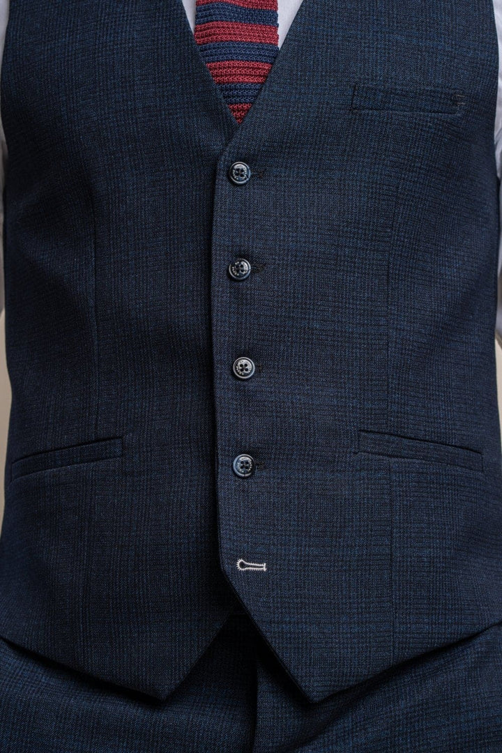 Cavani Caridi Men’s Navy Tweed Waistcoat - Suit & Tailoring