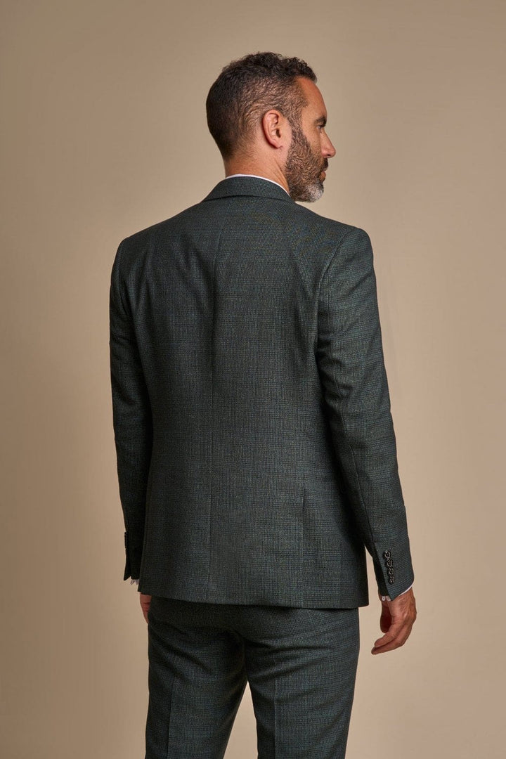 Cavani Caridi Men’s Olive Slim Fit Tweed Check Blazer - Jackets