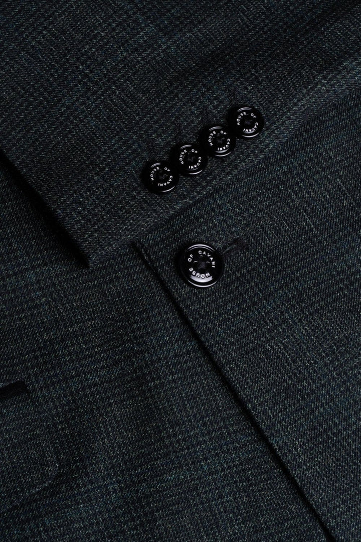 Cavani Caridi Men’s Olive Slim Fit Tweed Check Blazer - Jackets
