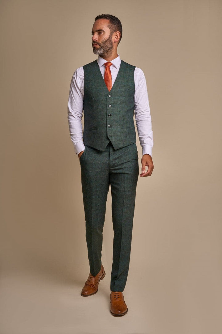 Cavani Caridi Men’s Olive Tweed Waistcoat - Suit & Tailoring