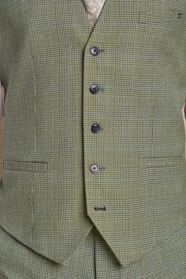 Cavani Caridi Men’s Sage Tweed Waistcoat - Suit & Tailoring