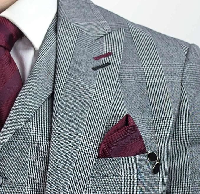 Cavani Flint Grey Check Tweed 3 Piece Suit - Suits