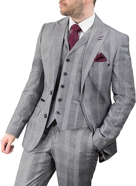 Cavani Flint Grey Check Tweed Jacket - 36 - Suits