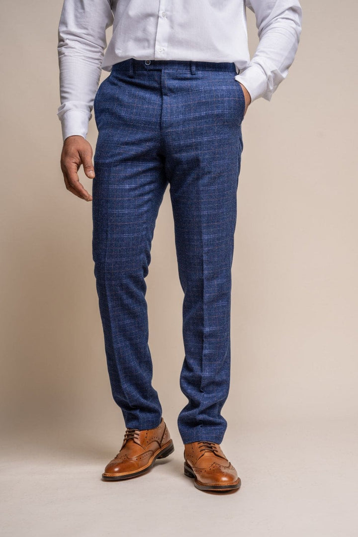 Kaiser Blue Tweed Check Trousers - 30 - Suit & Tailoring