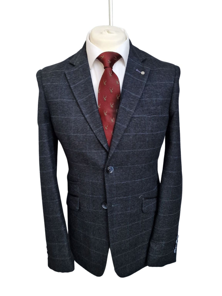Men’s Draco Navy 3-Piece Tweed Suit Size 36R with 30R Trousers - Suits